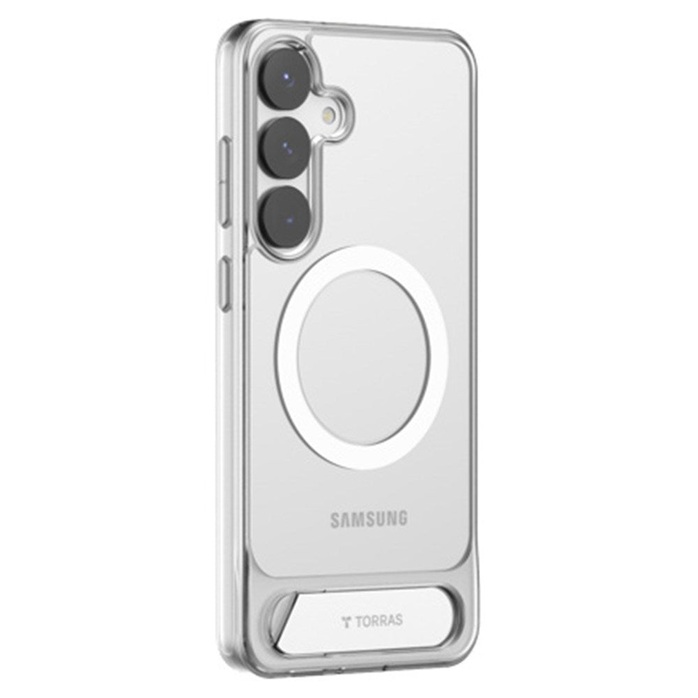 TORRAS Samsung Galaxy S25 Hybrid Case with Stand Function - MagSafe Compatible - Transparent