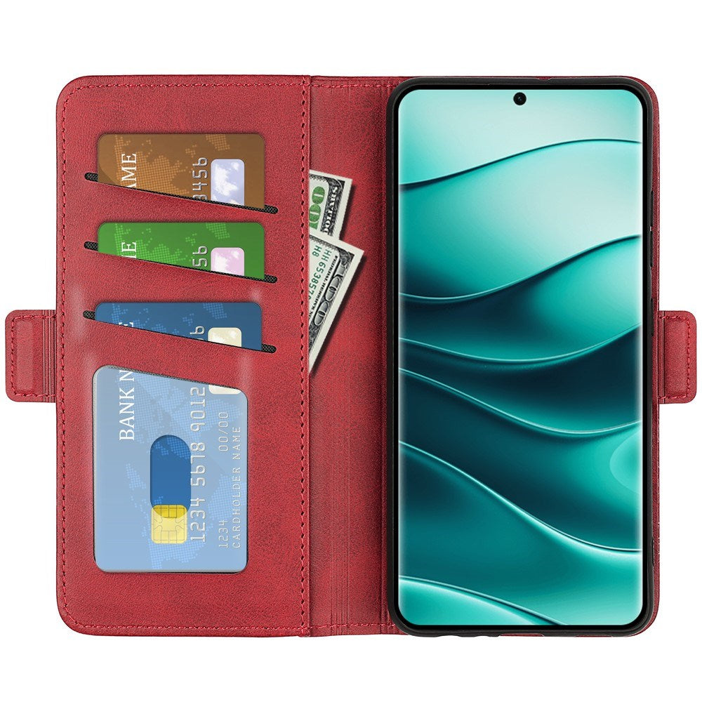 EIDERWOOD Xiaomi Redmi Note 14 Pro+ Faux Leather Flip Case with Wallet & Stand Function - Red