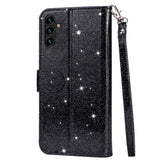 EIDERWOOD Samsung Galaxy A56 (5G) Glitter Flip Case with Zipper Pocket & Stand Function - Black