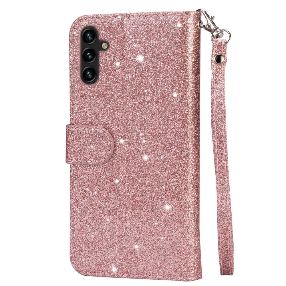 EIDERWOOD Samsung Galaxy A56 (5G) Glitter Flip Case with Zipper Pocket & Stand Function - Pink