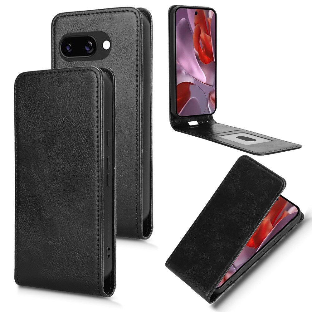 EIDERWOOD Google Pixel 9a Faux Leather Flip Case with Card Pocket - Black