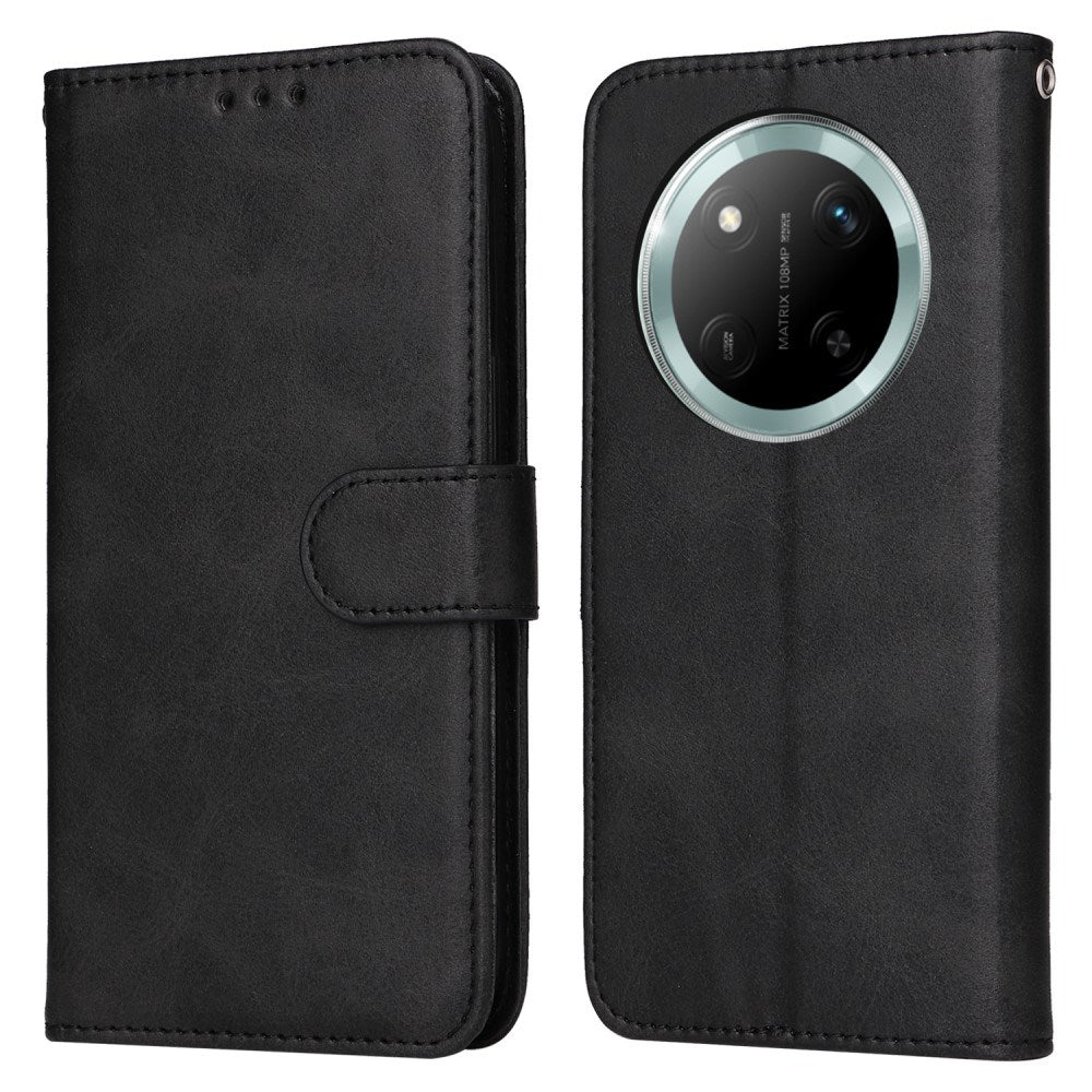EIDERWOOD Honor Magic7 Lite Faux Leather Flip Case with Strap - Black