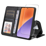 EIDERWOOD Xiaomi 15 Faux Leather Flip Case with Strap & Screen Protection - Black