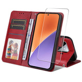 EIDERWOOD Xiaomi 15 Faux Leather Flip Case with Strap & Screen Protection - Red