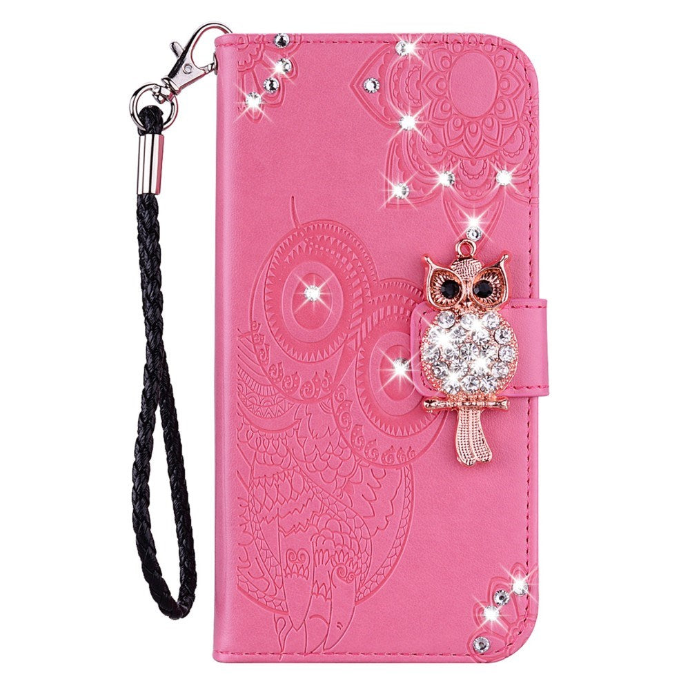 EIDERWOOD Samsung Galaxy S25+ (Plus) Faux Leather Flip Case with Owl Design - Pink