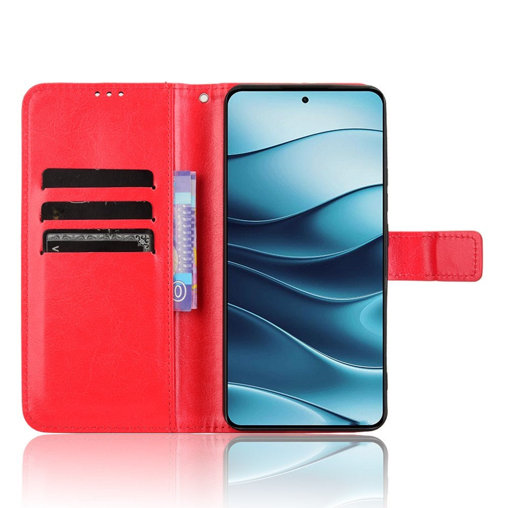EIDERWOOD Xiaomi Redmi Note 14 (5G) Faux Leather Flip Case with Strap - Red