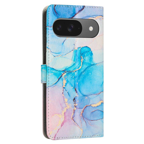 EIDERWOOD Google Pixel 10 / 10 Pro / 9 / 9 Pro Marble Faux Leather Flip Case with Strap - Pink / Green