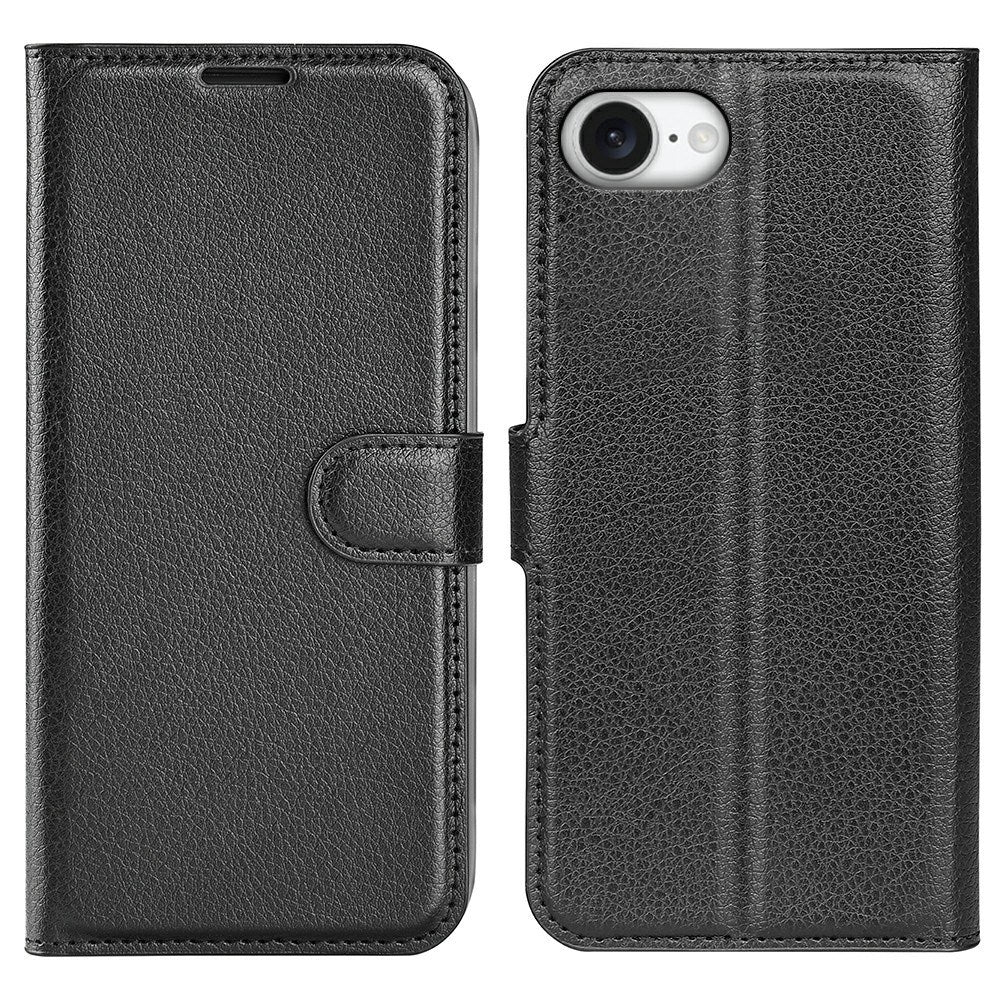 EIDERWOOD iPhone 16e Faux Leather Flip Case with Cardholder & Stand Function - Black