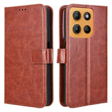 EIDERWOOD Motorola Moto G15 / G15 Power Faux Leather Flip Case with Strap - Brown