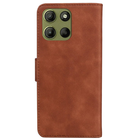 EIDERWOOD Motorola Moto G15 Faux Leather Flip Case with Card Holder & Stand Function - Brown