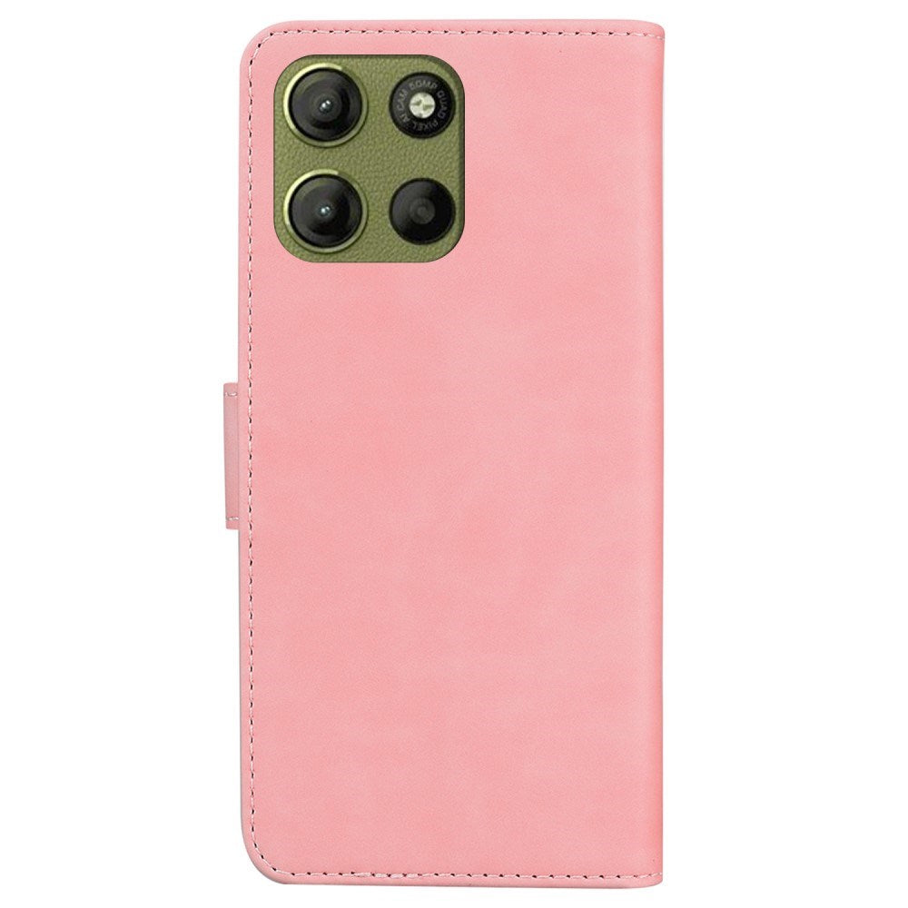 EIDERWOOD Motorola Moto G15 Faux Leather Flip Case with Card Holder & Stand Function - Pink