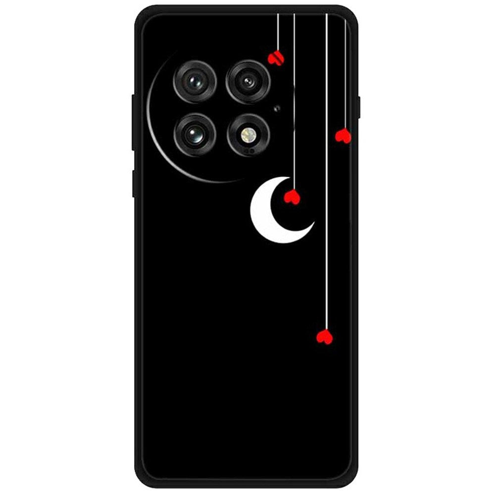 EIDERWOOD OnePlus 13 Flexible Plastic Case with Motif - Black / Moon and Hearts