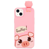 iPhone 14 Flexible Plastic Case with Figure - Cute Pig