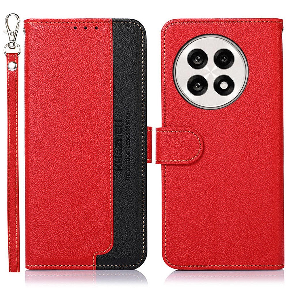 OnePlus 13R PU Leather Case with Strap - Red