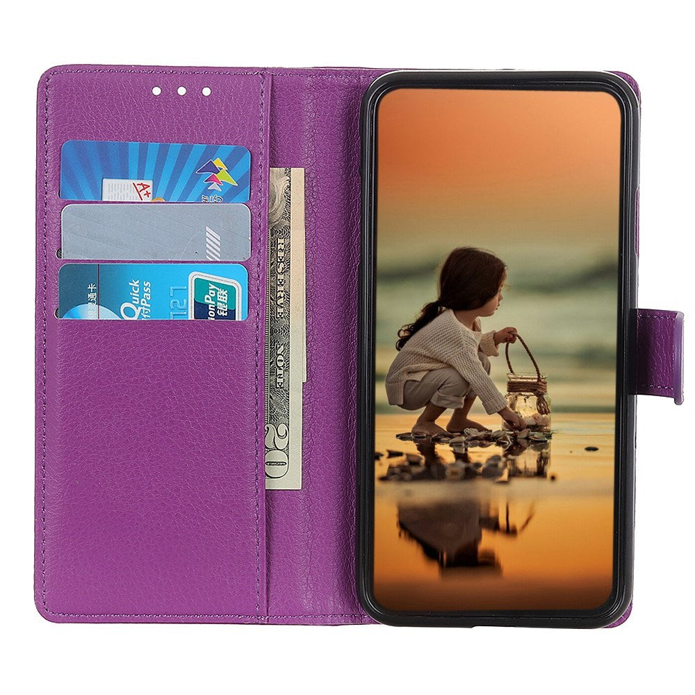 EIDERWOOD Xiaomi Redmi Note 14 Pro (5G) / Poco X7 Litchi Faux Leather Flip Case with Wallet & Stand Function - Purple