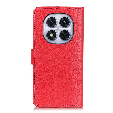 EIDERWOOD Xiaomi Redmi Note 14 Pro (5G) / Poco X7 Litchi Faux Leather Flip Case with Wallet & Stand Function - Red