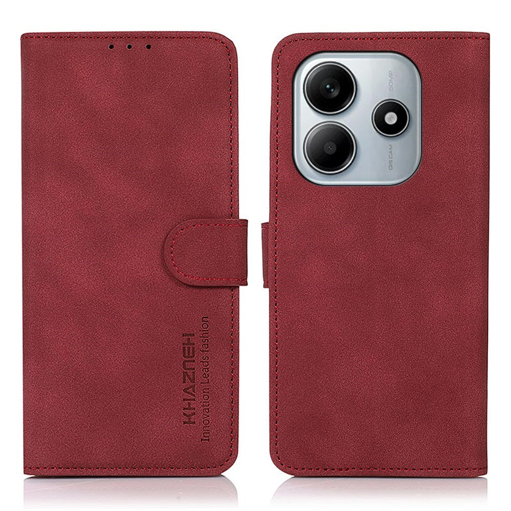 Xiaomi Redmi Note 14 (5G) KHAZNEH Faux Leather Flip Case with Card Holder & Stand Function - Red