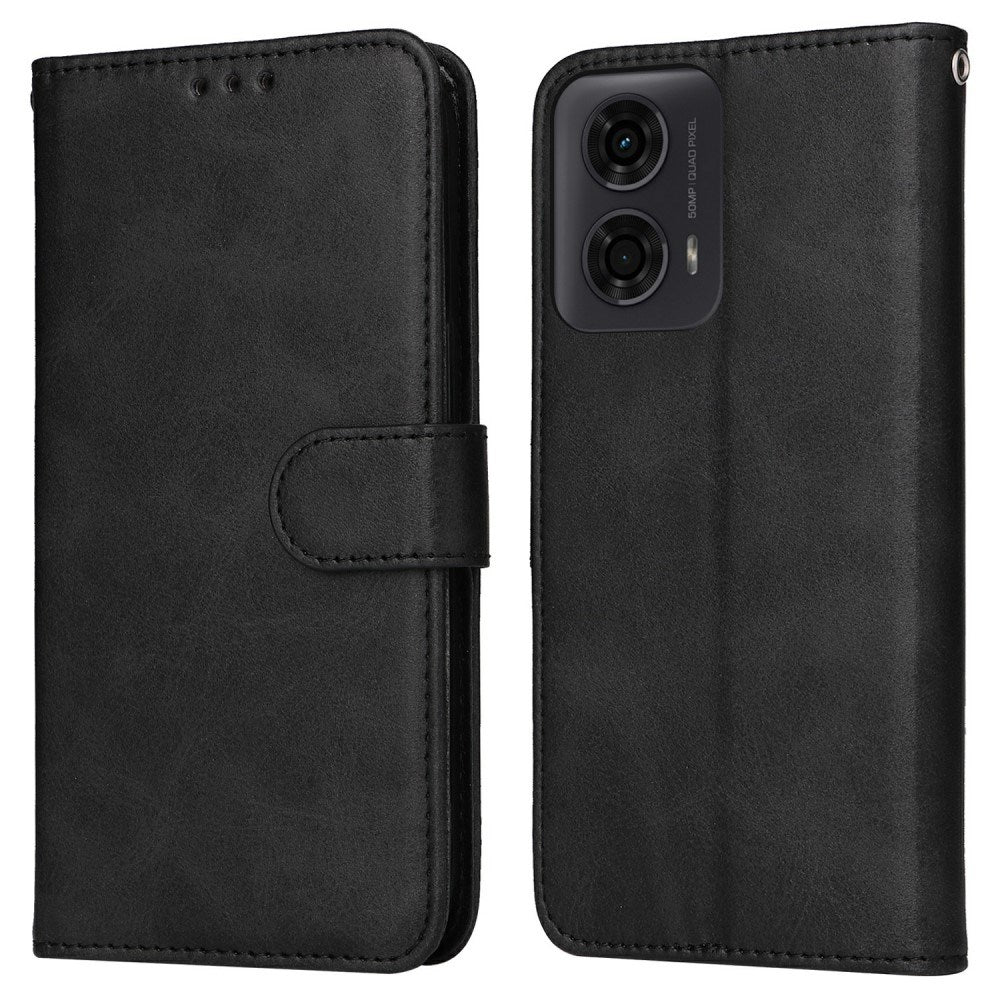 EIDERWOOD Motorola Moto E14 (4G) / G04 (4G) / G04s (4G) / G24 (4G) Faux Leather Flip Case with Strap - Black