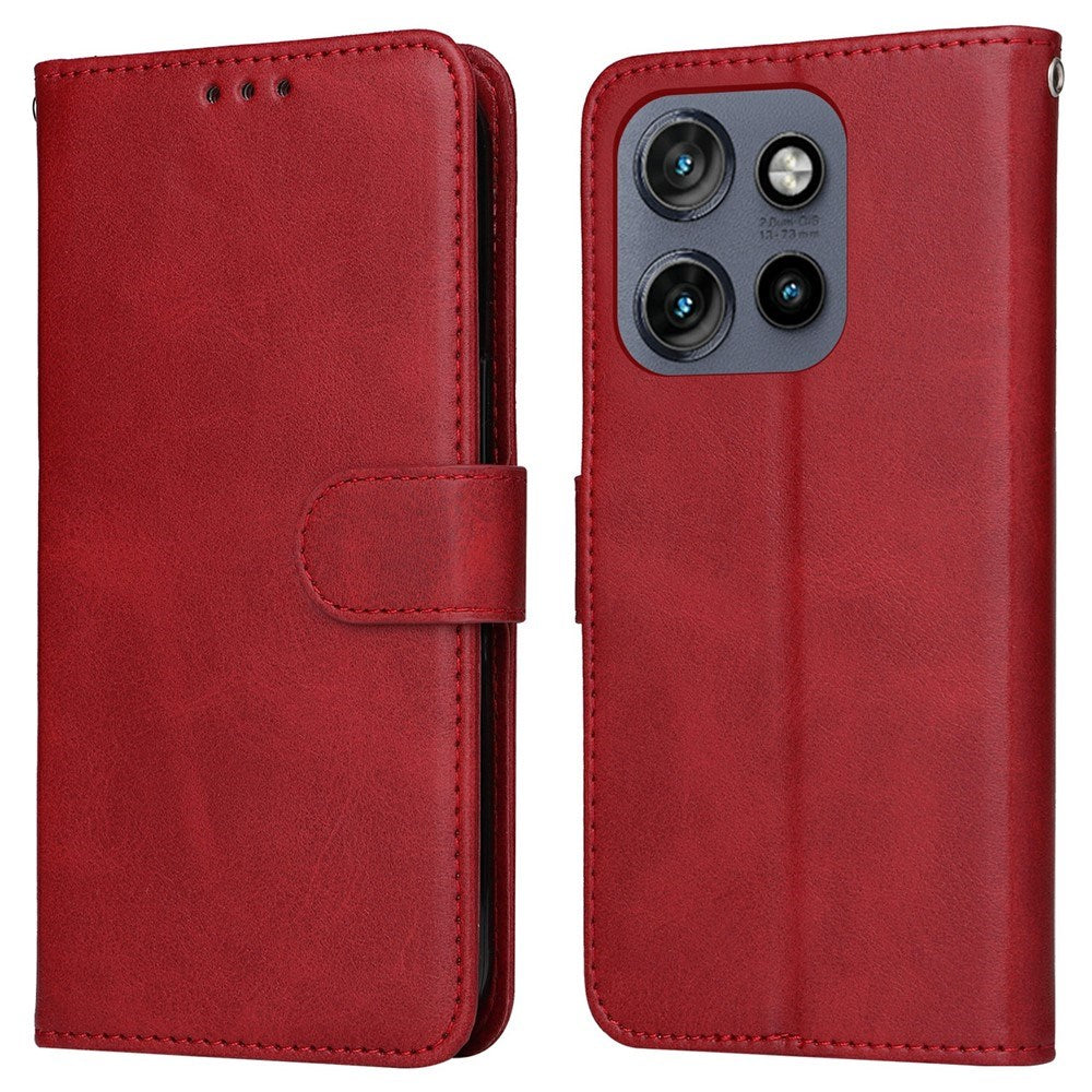 Motorola Edge 60 Neo / 50 Neo / ThinkPhone 25 EIDERWOOD Faux Leather Flip Case with Strap - Red