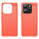 EIDERWOOD Xiaomi Redmi Note 14 (4G) Brushed Carbon Fiber Flexible Plastic Case - Red