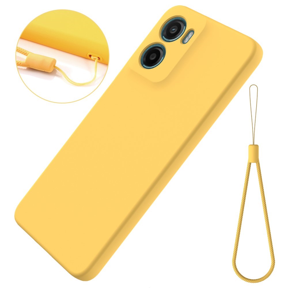 EIDERWOOD Motorola Moto G05 / E15 Liquid Silicone Case w. Strap - Yellow