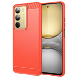 EIDERWOOD Realme C75 Brushed Carbon Fiber Flexible Plastic Case - Red