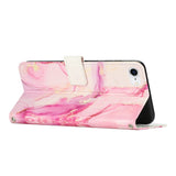 EIDERWOOD iPhone 16e Faux Leather Flip Case with Wallet & Strap - Marble Design - Pink