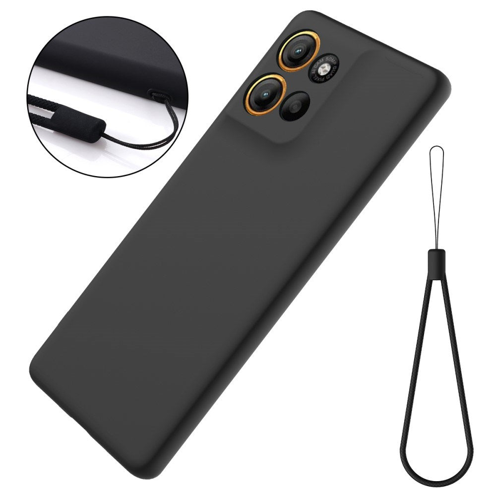 EIDERWOOD Motorola Moto G15 Power Lined Silicone Case with Strap - Black