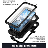 iPhone 17e / 16e R-JUST Hybrid Rugged Case with Built-In Screen Protector & Kickstand - Black
