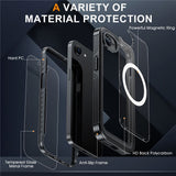 iPhone 17e / 16e Hybrid Plastic Case with Built-In Screen Protector - MagSafe Compatible - Transparent / Black