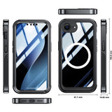 iPhone 17e / 16e Hybrid Plastic Case with Built-In Screen Protector - MagSafe Compatible - Transparent / Black