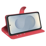 EIDERWOOD Samsung Galaxy S25 Edge Litchi Faux Leather Flip Case with Wallet - Red