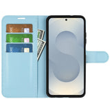 EIDERWOOD Samsung Galaxy S25 Edge Litchi Faux Leather Flip Case with Wallet - Blue