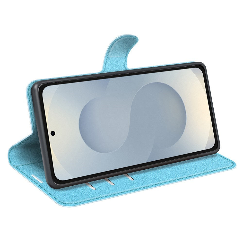 EIDERWOOD Samsung Galaxy S25 Edge Litchi Faux Leather Flip Case with Wallet - Blue