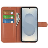 EIDERWOOD Samsung Galaxy S25 Edge Litchi Faux Leather Flip Case with Wallet - Brown