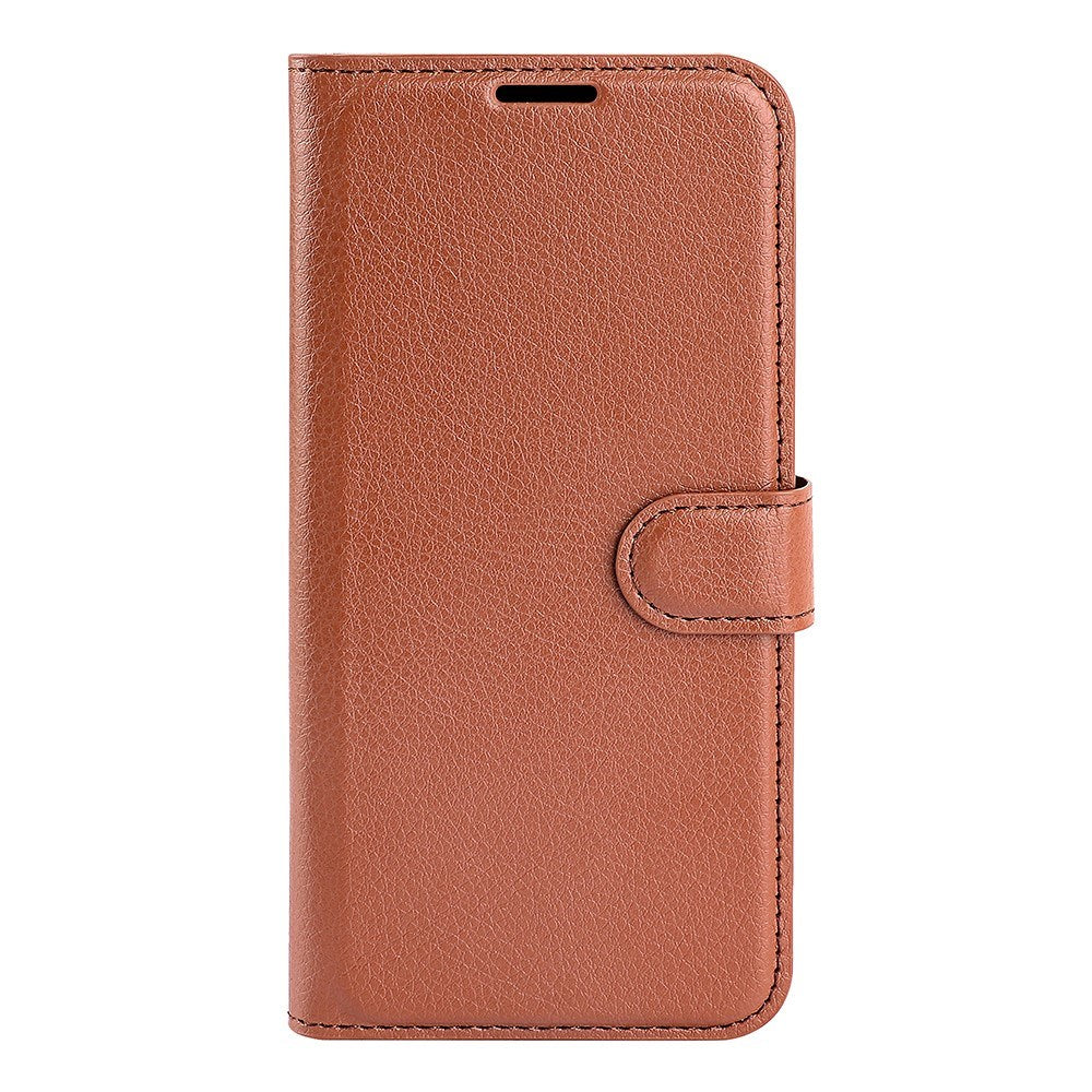 EIDERWOOD Samsung Galaxy S25 Edge Litchi Faux Leather Flip Case with Wallet - Brown