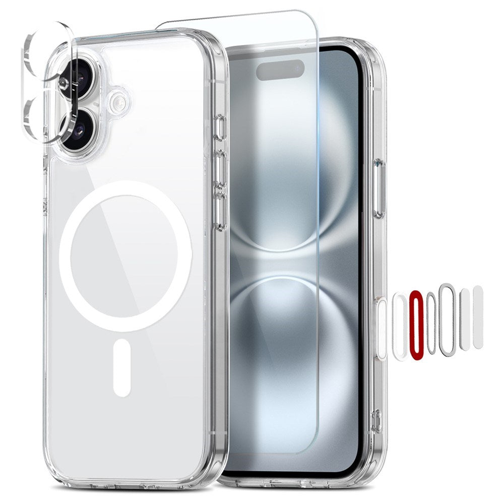 NORTHJO iPhone 16 360° Protection Set with Camera Lens Protection & Screen Protection & Hybrid Case - MagSafe Compatible - Transparent