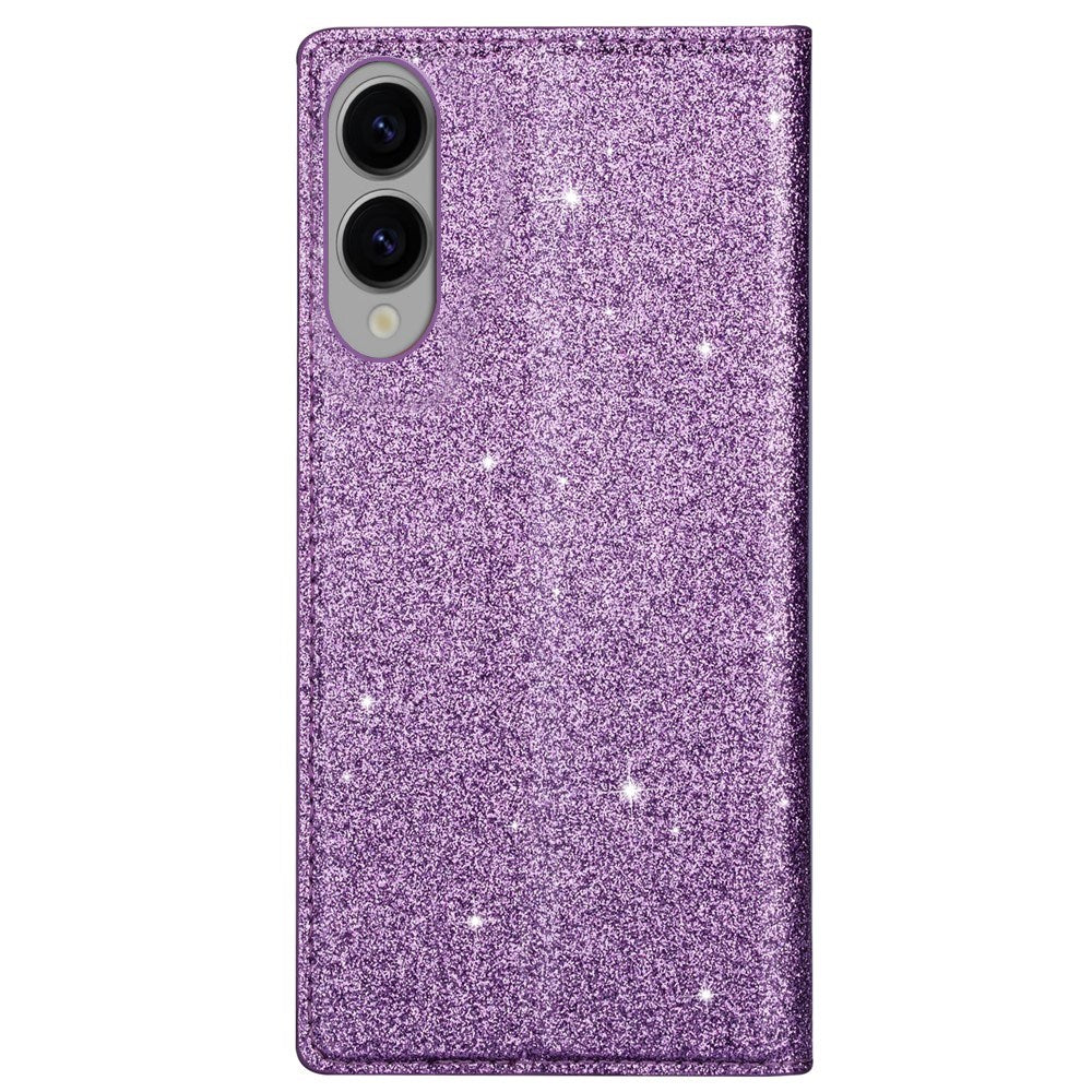 EIDERWOOD Samsung Galaxy S25 Edge Faux Leather Flip Case with Wallet - Glitter - Purple