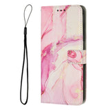 EIDERWOOD Samsung Galaxy S25 Edge Marble Patterned Faux Leather Flip Case with Strap - Pink