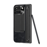 EIDERWOOD Google Pixel 10 Pro Fold Case with Faux Leather Back - Kickstand - Stylus Holder - Black