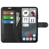 EIDERWOOD Nothing Phone (3a) Faux Leather Flip Case with Cardholder & Stand Function - Black