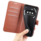 EIDERWOOD Nothing Phone (3a) Faux Leather Flip Case with Cardholder & Stand Function - Brown