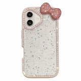 EIDERWOOD iPhone 16 Hybrid Case with 3D Bow and Rhinestones - Transparent / Pink