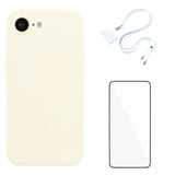 iPhone 17e / 16e Set with Flexible Plastic Case - Screen Protector - Lanyard - White