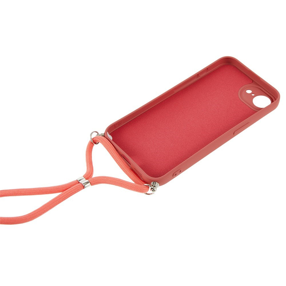 iPhone 17e / 16e EIDERWOOD Lined Flexible Plastic Case w. Strap - Dark Red