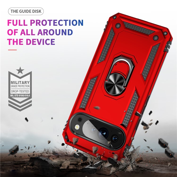 EIDERWOOD Google Pixel 10 Pro XL Hybrid Craftsman Case with 360 Rotatable Kickstand - Red