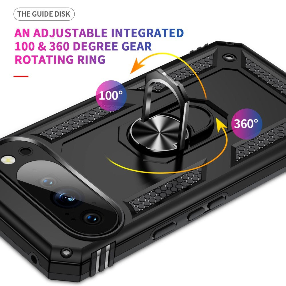 EIDERWOOD Google Pixel 10 / 10 Pro Tough Case with 360 Rotatable Kickstand - Black