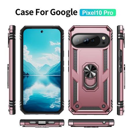 EIDERWOOD Google Pixel 10 / 10 Pro Tough Case with 360 Rotatable Kickstand - Rose Gold