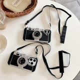 EIDERWOOD iPhone 16 Retro Camera Case with Shoulder Strap - Black