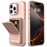 EIDERWOOD iPhone 16 Pro Max Flexible Plastic Case with Card Holder & Built-in Mirror - Rose Gold
